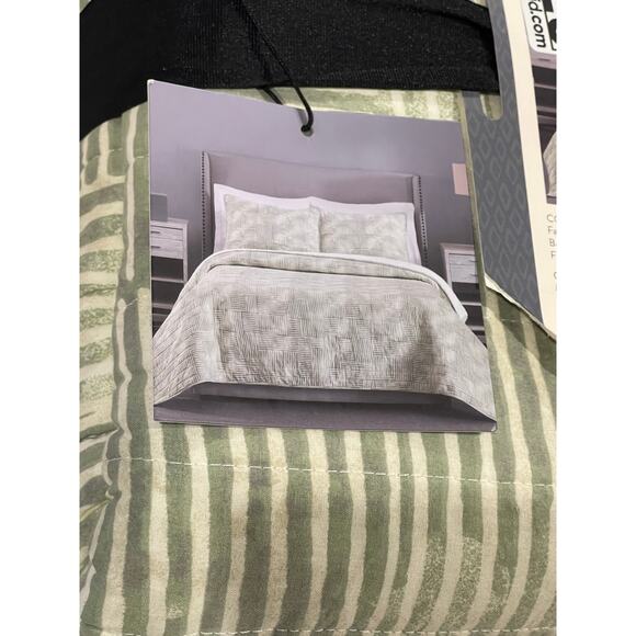 Ayesha Curry Stripe Square 3-Piece Quilt Set, Full/Queen, Green New - Picture 7 of 10